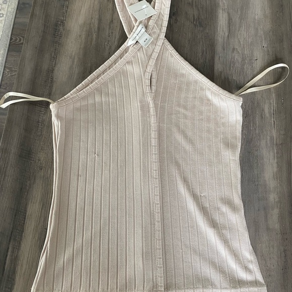 Club Monaco taupe ribbed halter tank - Picture 3 of 3